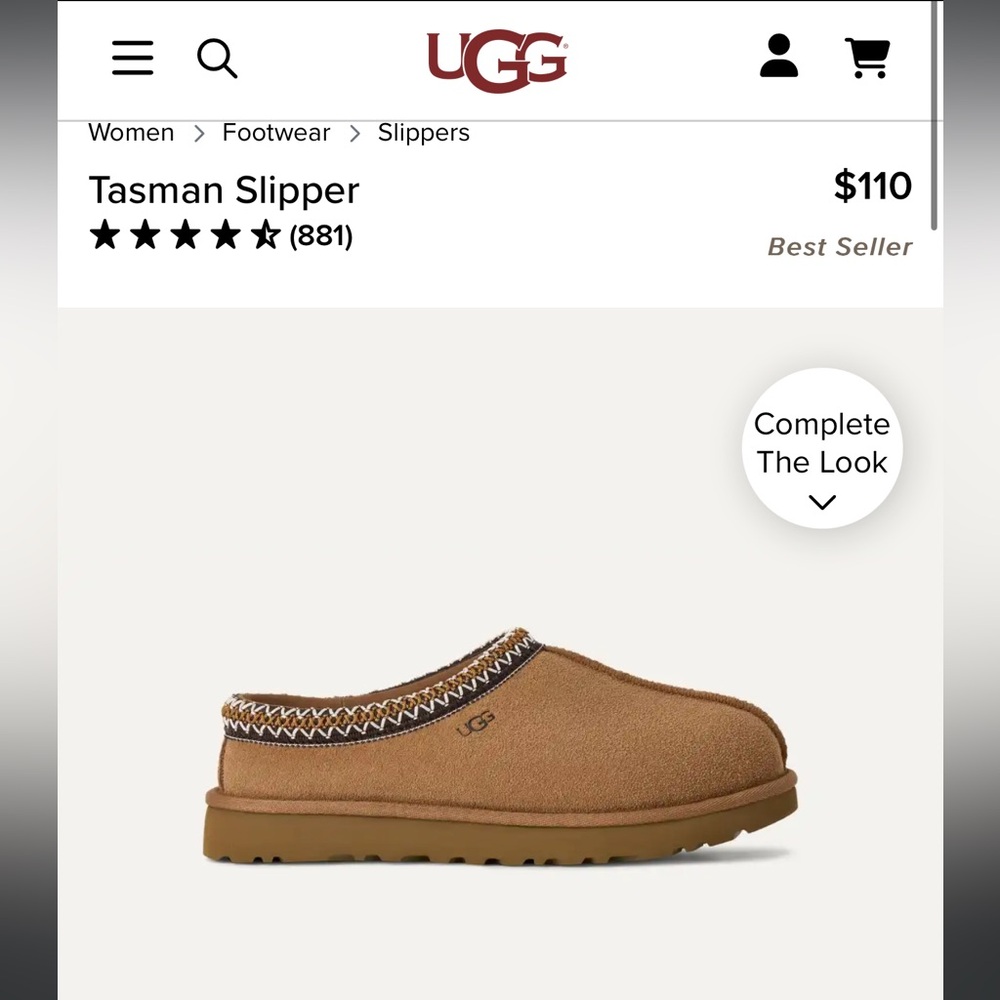 UGG Tasman Slippers- Chestnut Color- Size 8